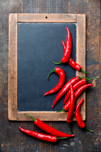 10 Chili Peppers on slate chalk board